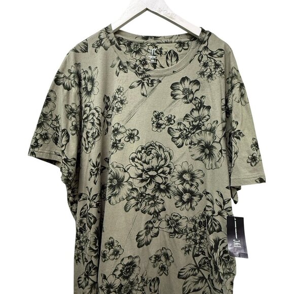 INC International Concepts T-shirt XXL Olive Green Floral Short Sleeve Tee NEW - Picture 7 of 8